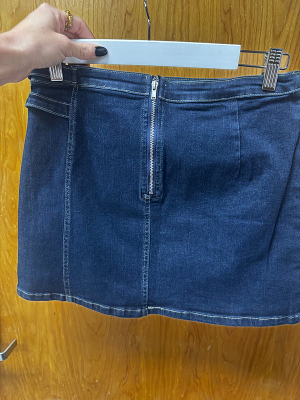 Denim Crossover Buckle Skirt