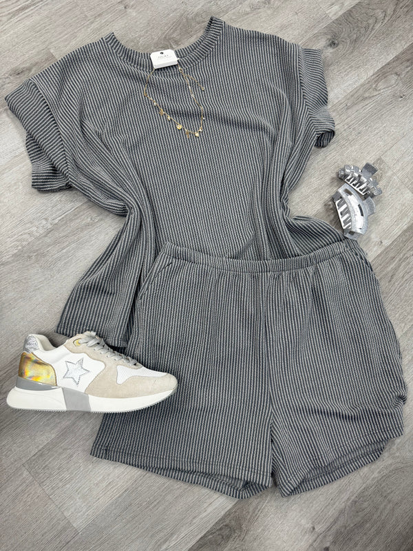 BLACK FRIDAY | Ribbed Short Sleeve Top & Short Set