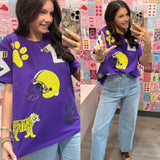 Purple and Gold Sequin Football Top