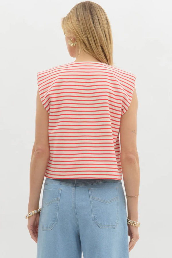 Stripe Pattern Red Top