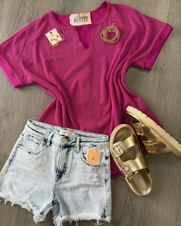 Ribbed Top Purple Magenta