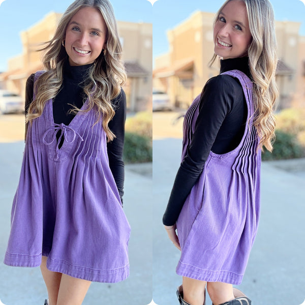 Hang Tight Honey Denim Romper - Purple Denim