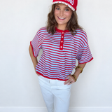 Sugar Rush Stripe Top | Red and Blue