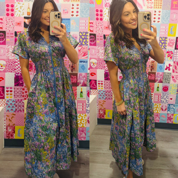 Whispers of Spring Floral Zip Midi