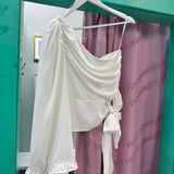 One Shoulder Top White