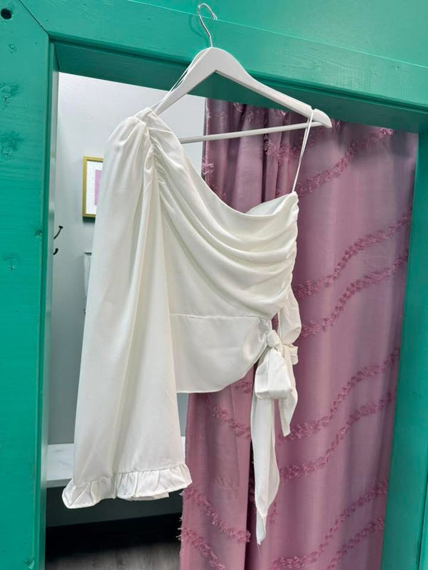 One Shoulder Top White