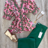 The Spring in Bloom Puff Sleeve Blouse | Pink