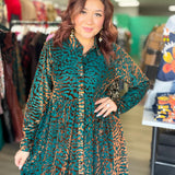 Teal and Rose Gold Velvet Dress