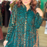 Teal and Rose Gold Velvet Dress