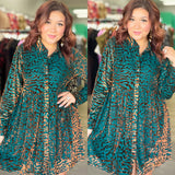Teal and Rose Gold Velvet Dress