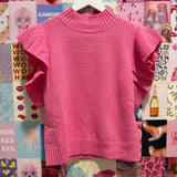 Lucky Days Pink Ruffle Knit Top