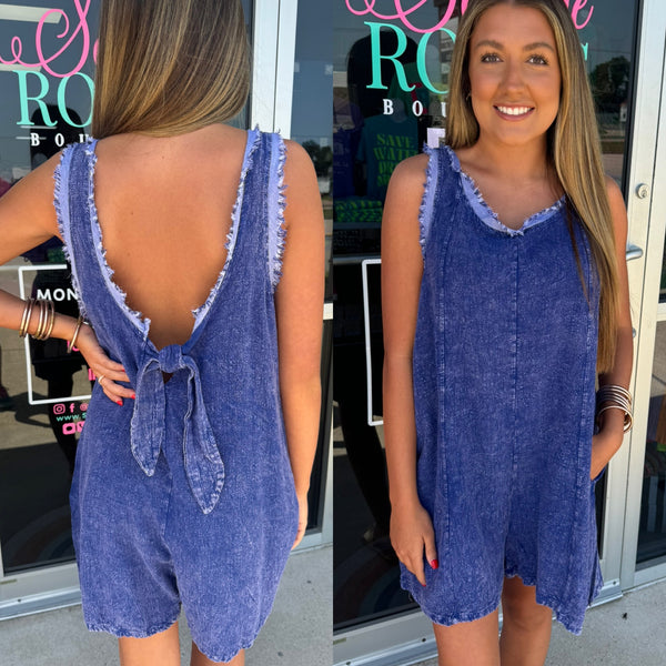 Royal Blue Tie Back Romper