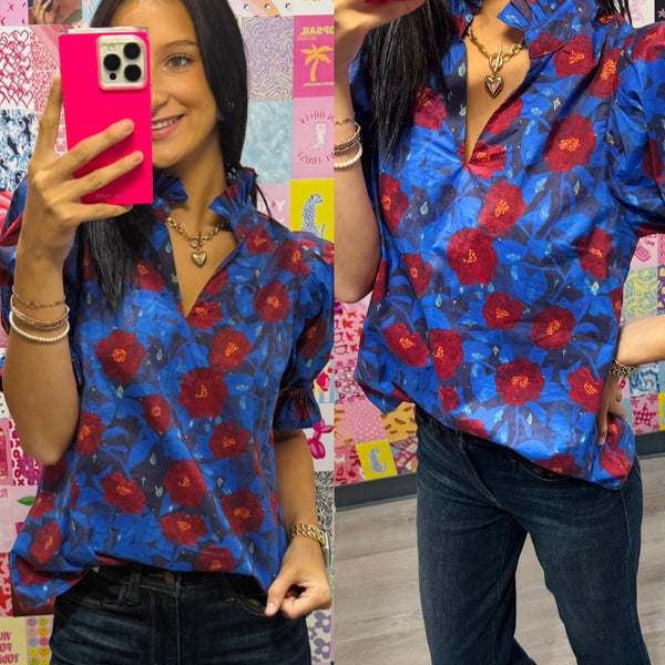 Midnight Blue Floral Top