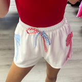 Gingham Bow Embroidery Shorts