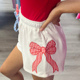 Gingham Bow Embroidery Shorts
