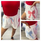 Gingham Bow Embroidery Shorts