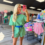 Sunny Side Contrast Drawstring Wasitband Shorts | SHORTS ONLY