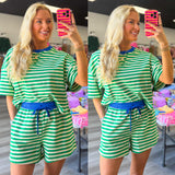 Sunny Side Contrast Drawstring Wasitband Shorts | SHORTS ONLY