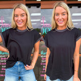 Ribbed and Cotton Top Black