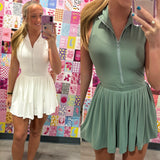 Zipper Front Mock Neckline Athletic Dress