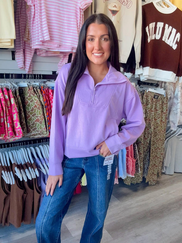 BLACK FRIDAY | High Neck Scuba Half Zip Pullover