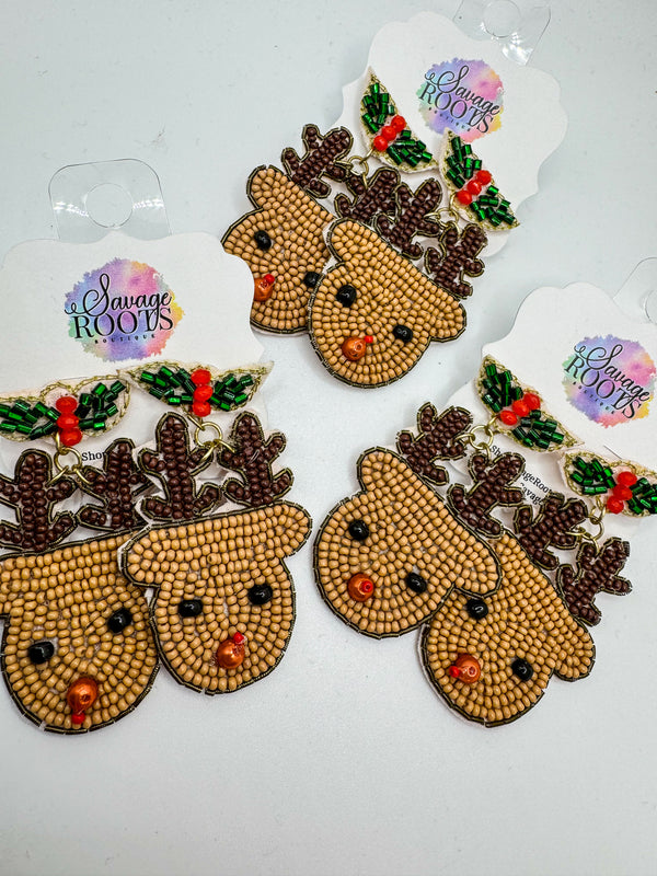 Reindeer Beaded Earrings