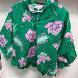Emerald Bloom Scallop Blouse