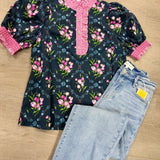 Bloom & Breeze Floral Top | Navy