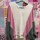 Seafoam and Pink Ribbed Top