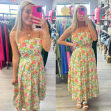 Strapless Floral Dress