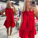 Red and Black Collar Dress