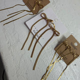 Skinny Non-Tarnish Stainless Steel Long Bow Earrings