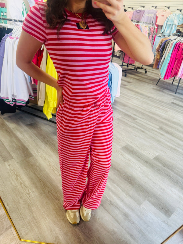 Stripe Baby Doll Top | Red Pink | LULU MAC