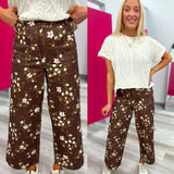 Floral Pants Brown Cream Green