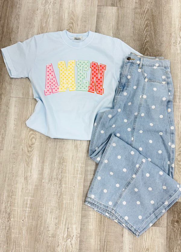 Amen Spring Pastel Polka Dot Tee