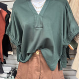 Can't Let Go Of You Collar Top | Dark Green