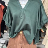 Can't Let Go Of You Collar Top | Dark Green