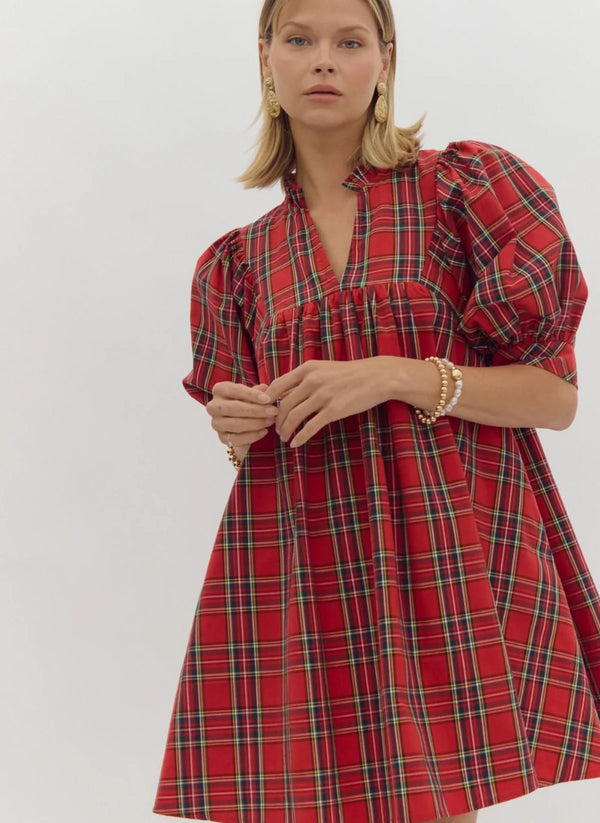 Plaid Perfection Red Christmas Dress