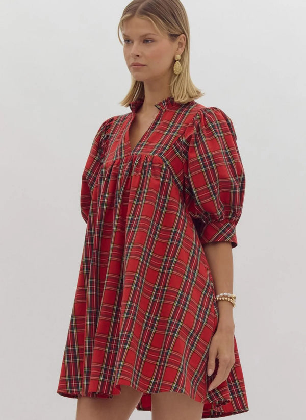 Plaid Perfection Red Christmas Dress