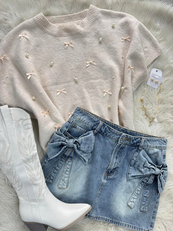 Bow Babe Denim Skirt