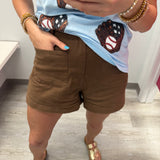 Brown Front Pocket Shorts