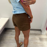 Brown Front Pocket Shorts
