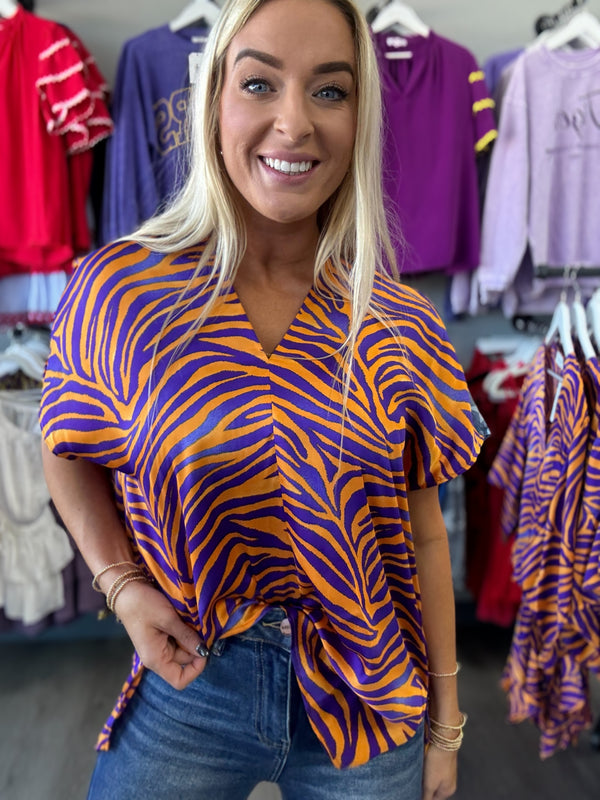 Tiger V Neck with Side Slits