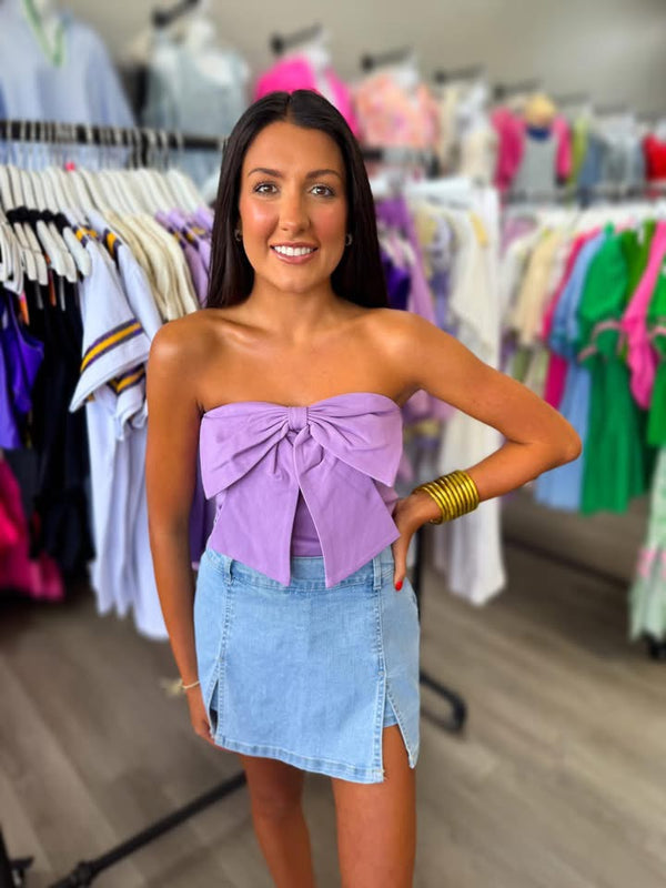 Double Side Slit Denim Skort