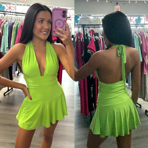 All Eyes On Me Neon Halter Romper