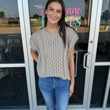 Mushroom Color Cable Knit Sweater