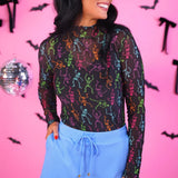 Dancing with the Dead Skeleton Mesh Top