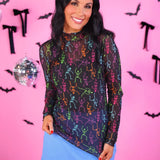 Dancing with the Dead Skeleton Mesh Top