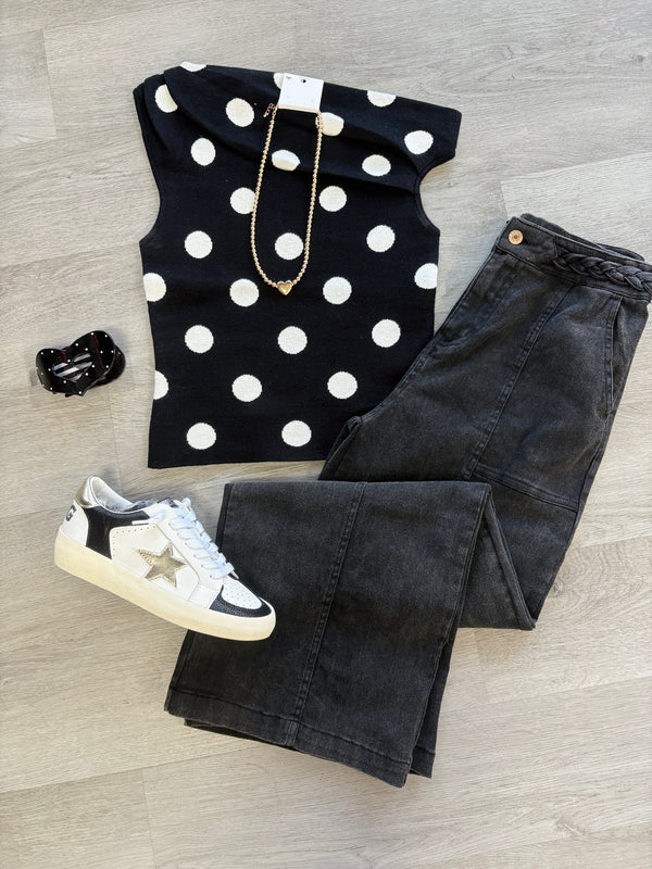 Spot On One-Shoulder Polka Dot Top