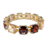 Multi Crystal Square and Gold Stretch Bracelet